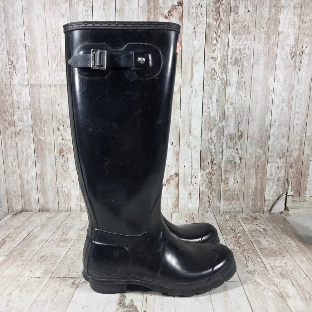 Hunter Original Tall Black Rubber Rain Boots Womens Size 9 Waterproof Wellies